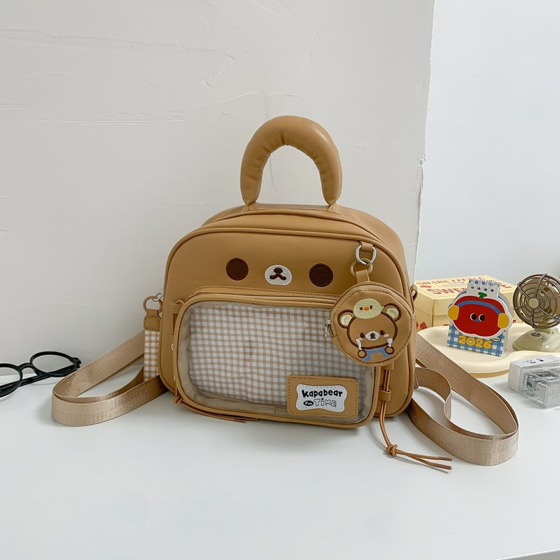 Cartoon Stylish Female Good-looking Korean White Cat Transparent Bags