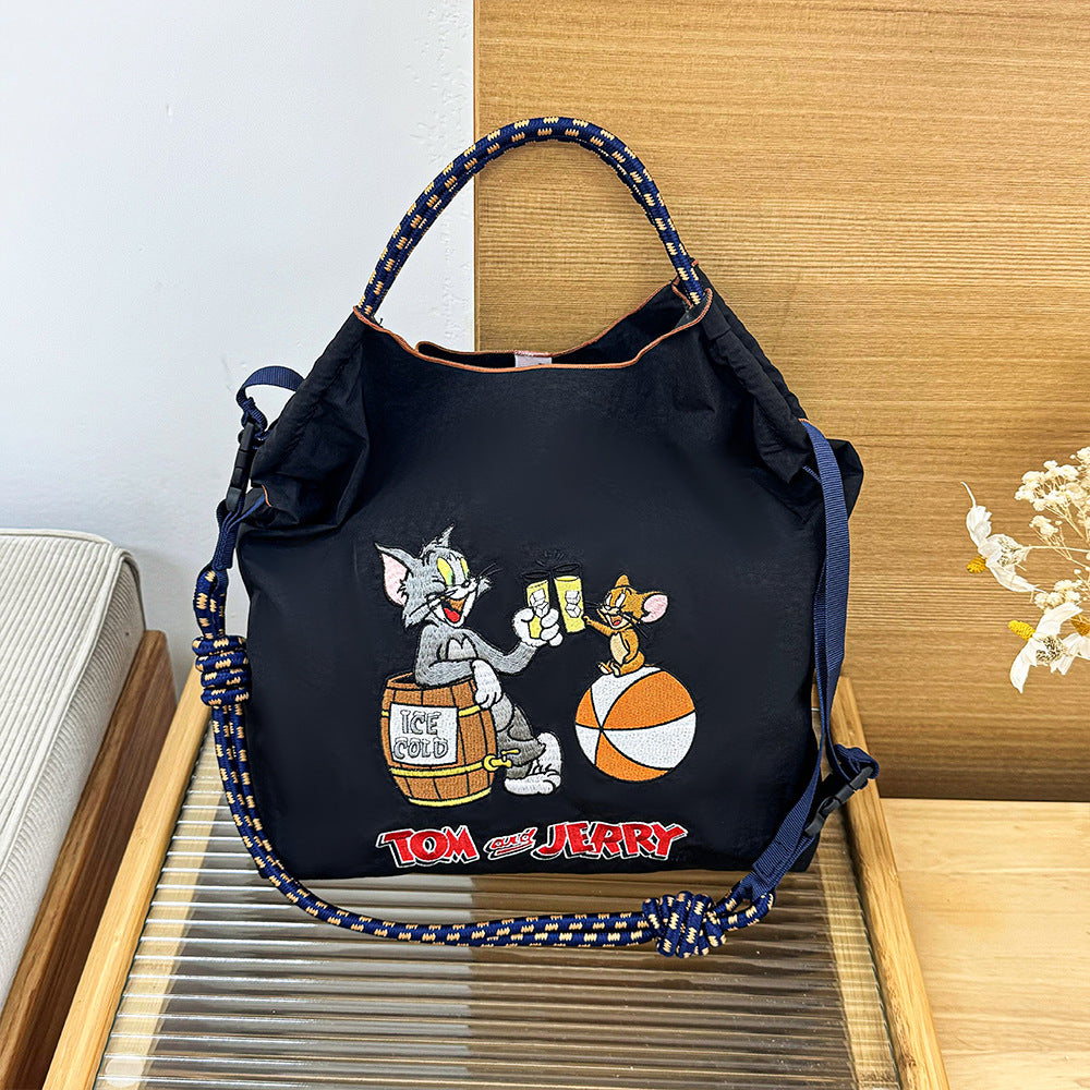 Authorized Embroidered Shopping Female Cartoon Fashion Portable Shoulder Bags