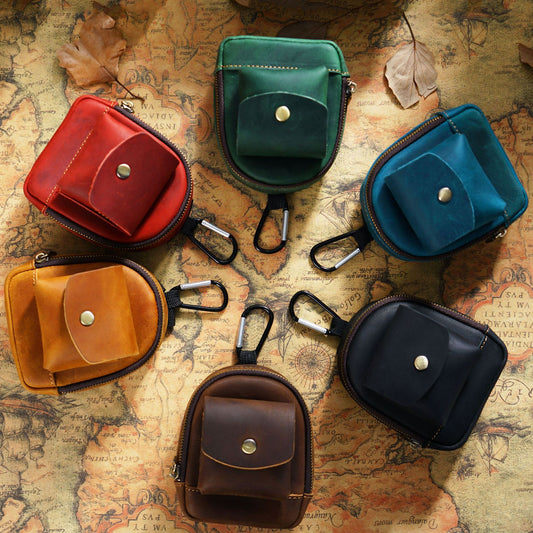 Charming Portable Saddle Cowhide Buggy Zipper Coin Purses