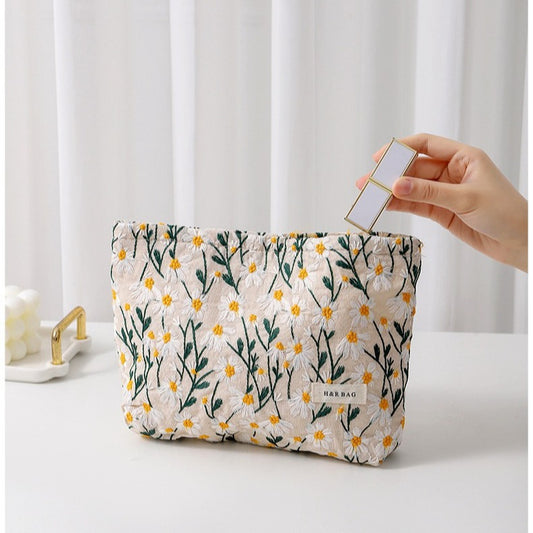 Cotton Embroidered Flower Portable Supplies Sundries Handbags