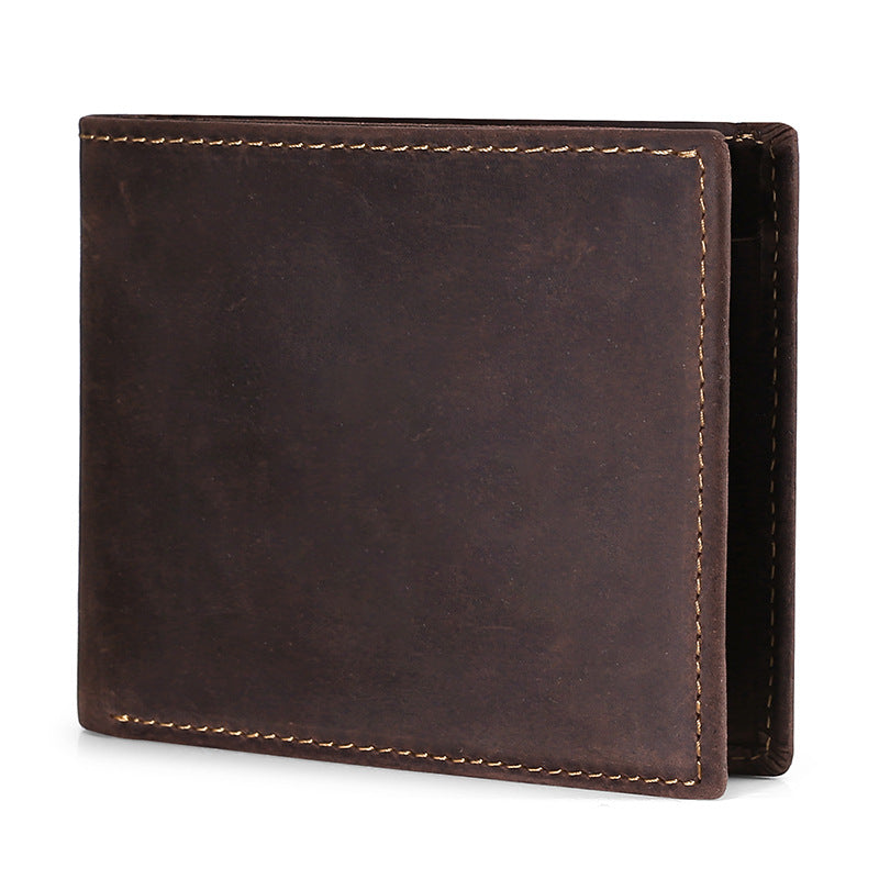 Men's Vintage Crazy Horse Leather Swiping Oil Men's Wallets