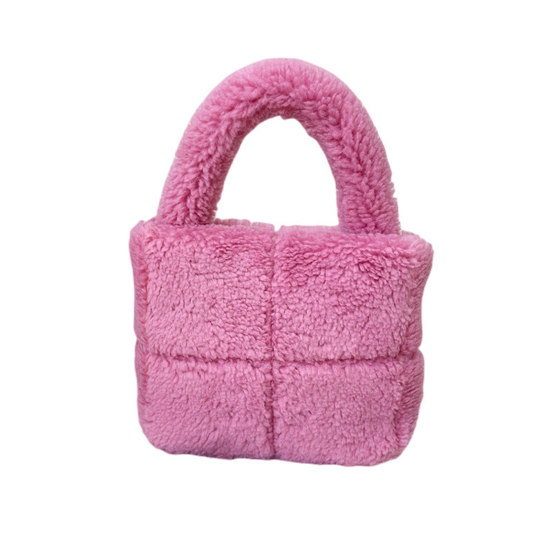 Women's Grid Plush Particles Woolen Type Fashion Retro Suction Bags