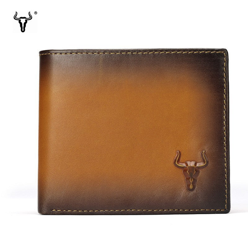 Men's Famous Master Leather Oil Wax Short Retro Multi Men's Wallet