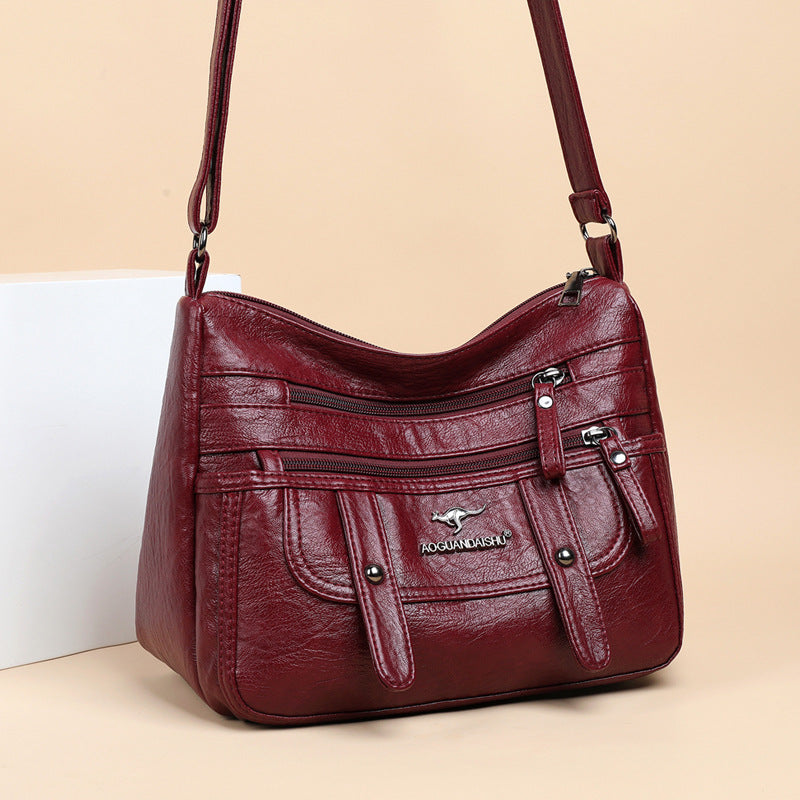 Women's Soft Leather Textured Fashion Large Capacity Shoulder Bags