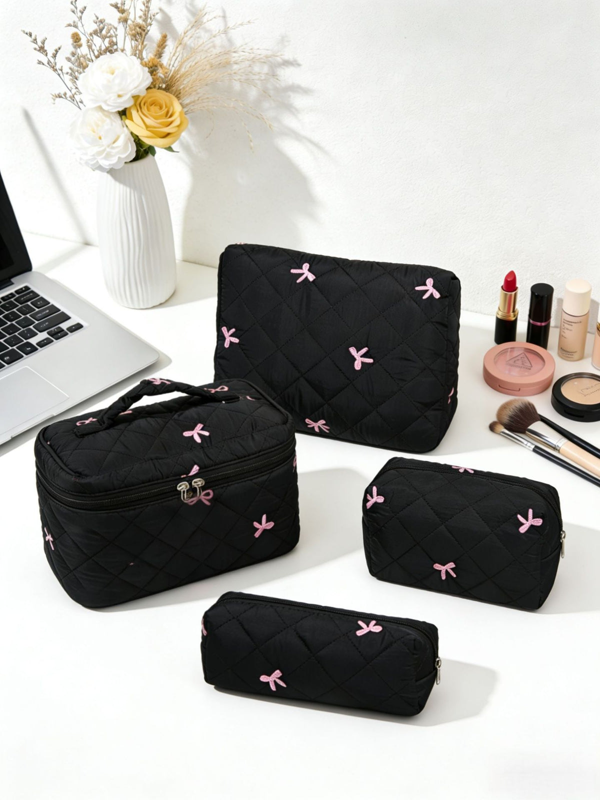 Embroidery Vertical Large Capacity Portable Toiletry Makeup Bag