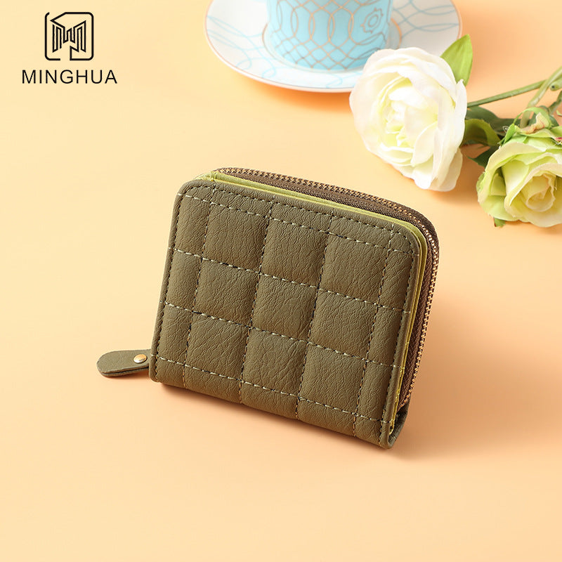 Women's Solid Color Summer Zipper Short Card Holder