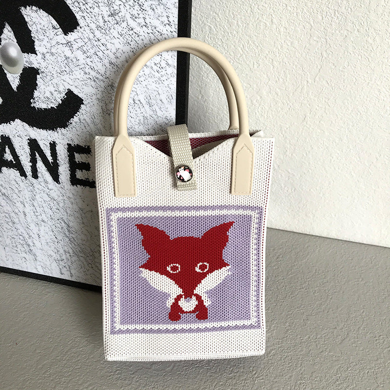 Women's Mobile Cat Knitted Portable Storage Korean Handbags