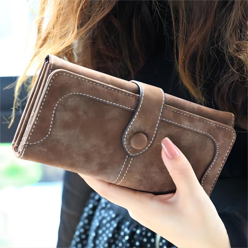 Women's Retro Patchwork Simple Solid Color Long Ladies Wallet