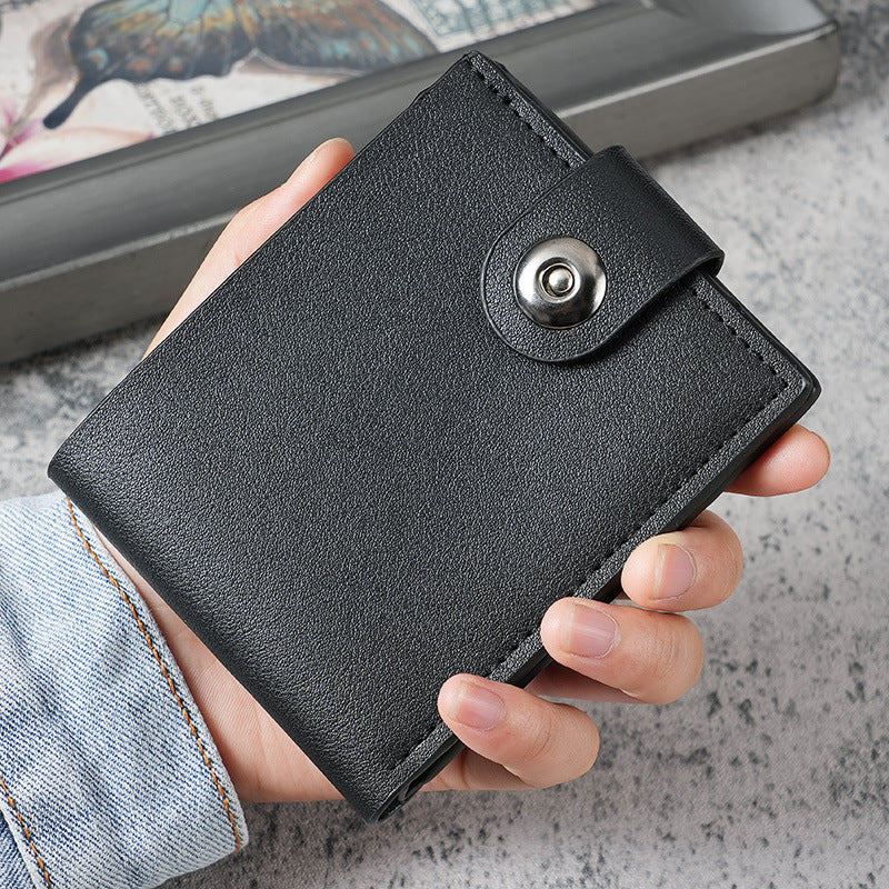 Men's Short Button Multiple Slots Leisure Horizontal Men's Wallet