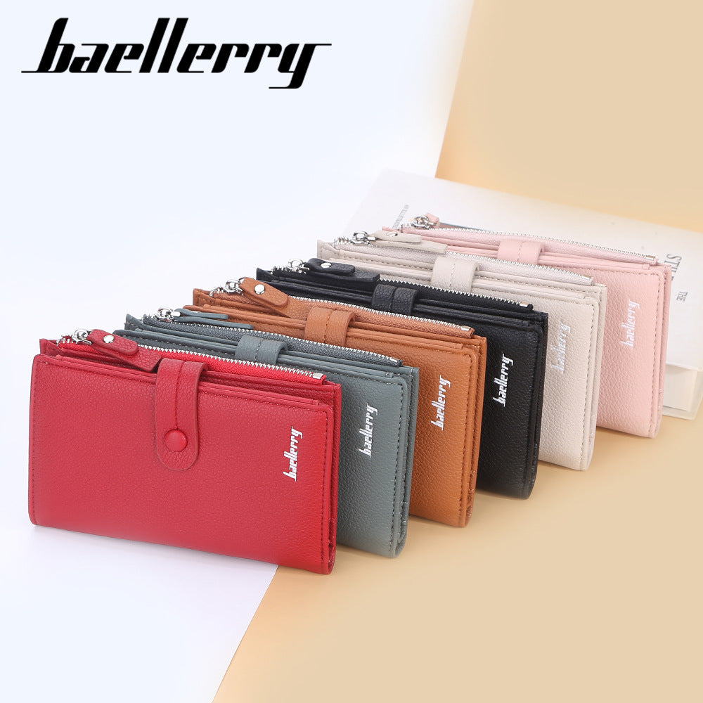 Women's Mid-length Lychee Pattern Vertical Hasp Zipper Ladies Wallet