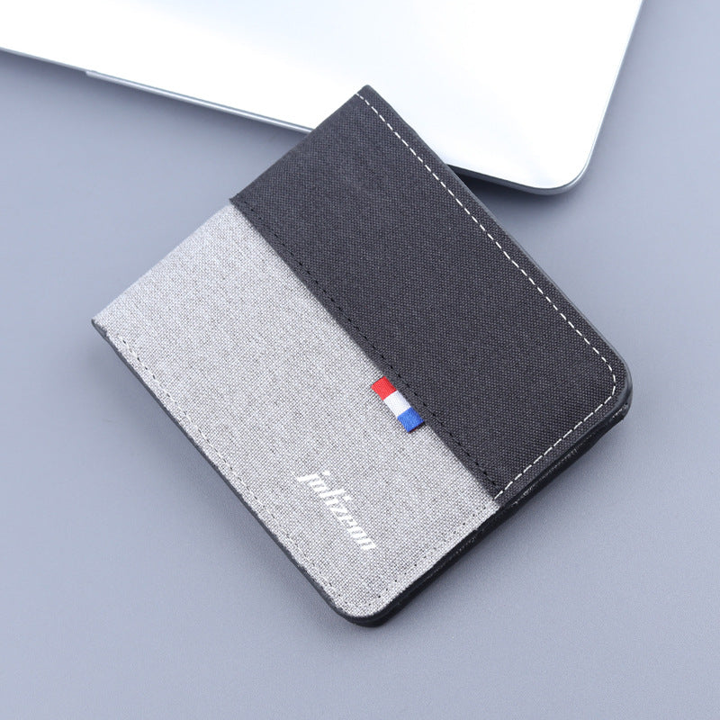 Men's Canvas Folding Denim Dollar Contrast Color Men's Wallets