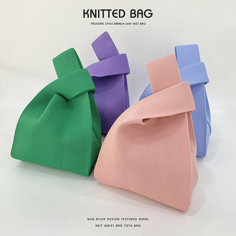 Women's Design Candy Color Simple Knitting Versatile Handbags