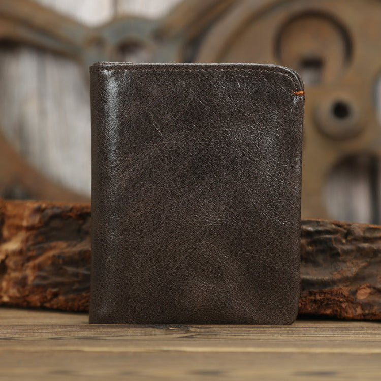 Men's Short Genuine Leather Blue First Layer Men's Wallets