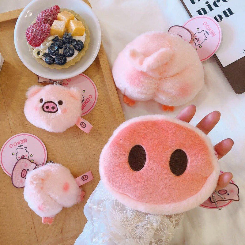 Mini Cute Pig Head Plush Heart Ladies Wallets