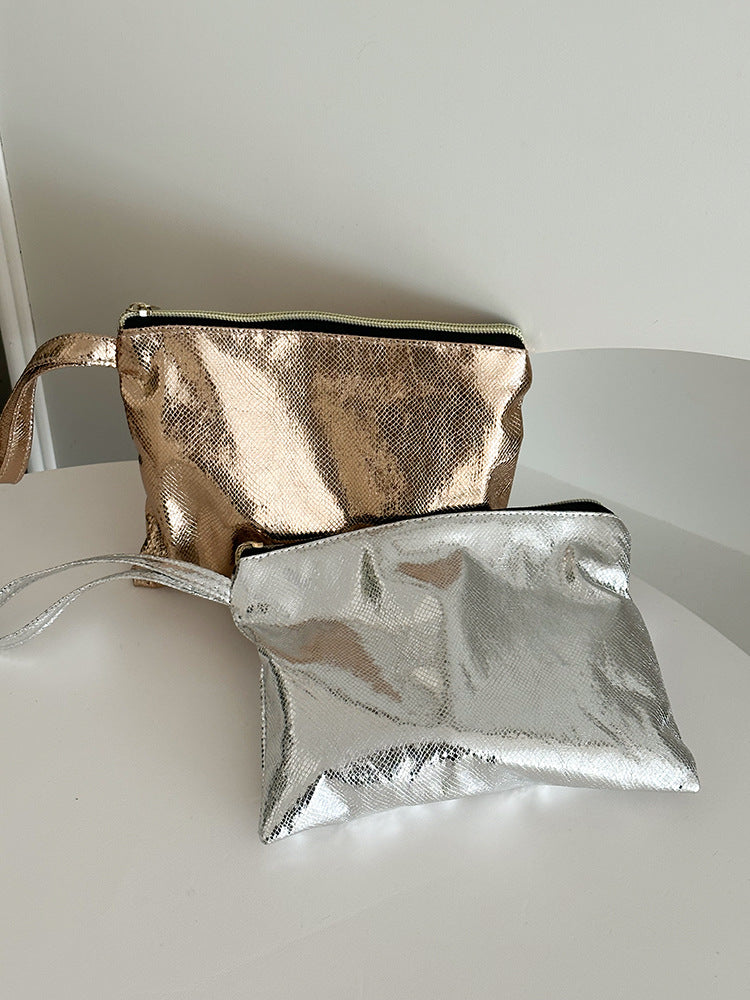 Hand Carrying Waterproof Portable Toiletry Snakeskin Pattern Pu Handbags