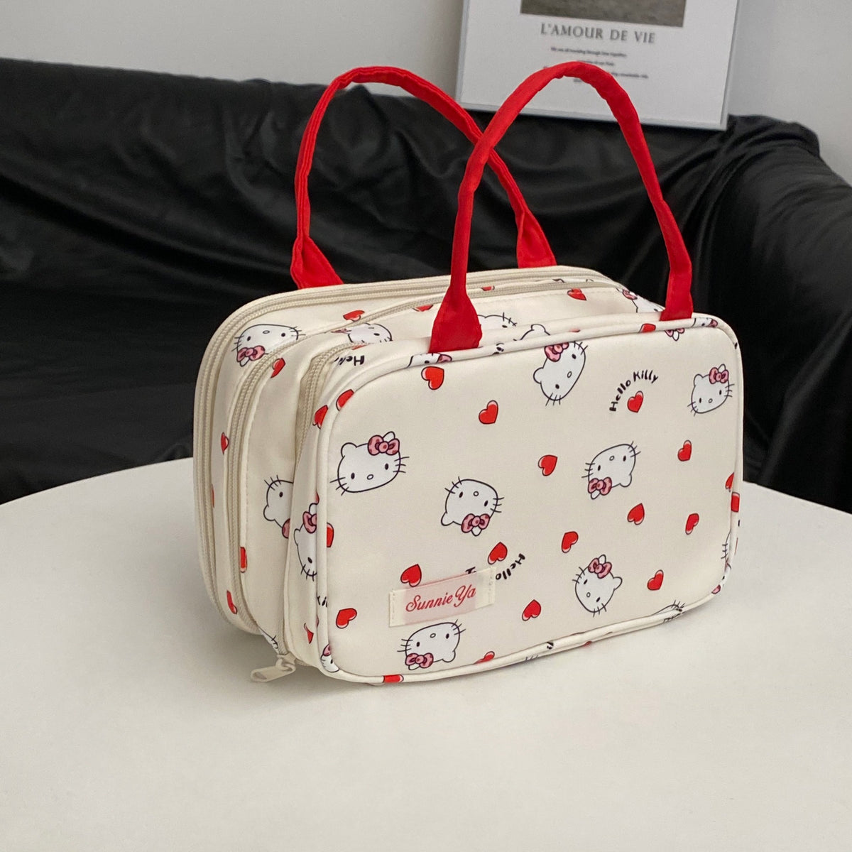 Good-looking Partition Storage Portable Cosmetics Buggy Hanging Large Makeup Bag