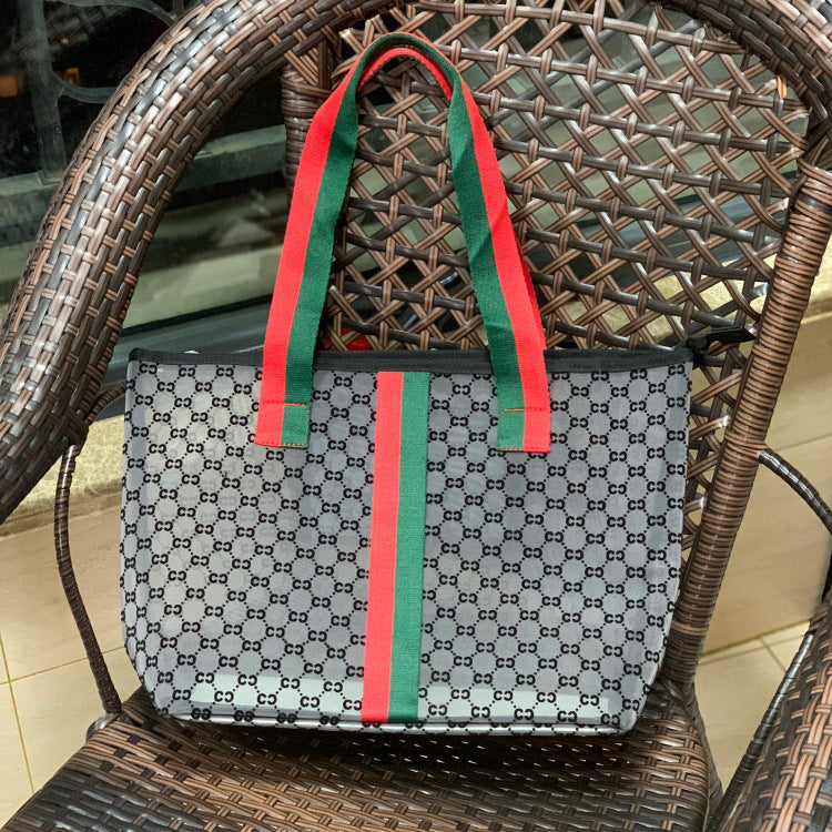 Fog Flower Korean Mesh Flocking Large Capacity Portable Bags