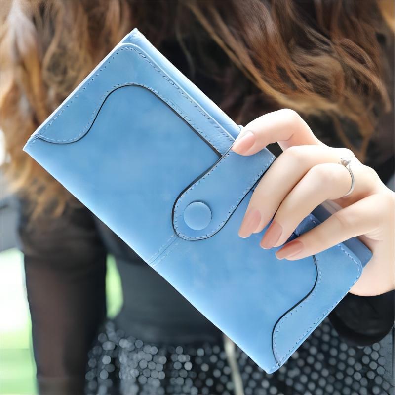 Women's Retro Patchwork Simple Solid Color Long Ladies Wallet