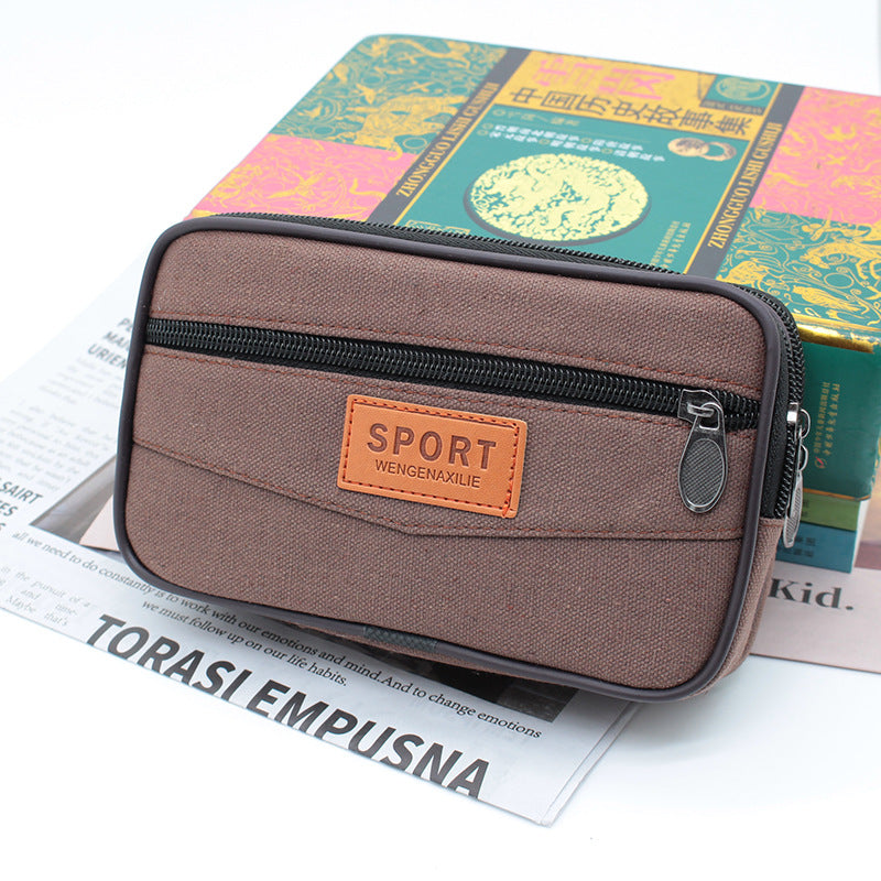 Men's Canvas Horizontal Vertical Zipper Construction Site Phone Bags
