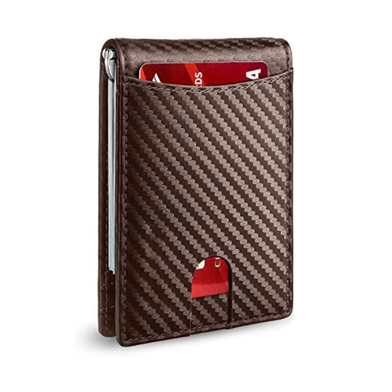 Men's American Gold Clip Carbon Fiber Pattern Card Holder