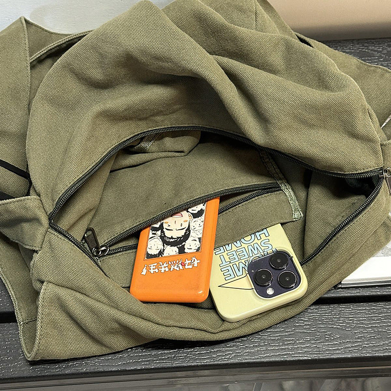 Women's Washed Canvas Literary Retro Large Capacity Women's Messenger Bag