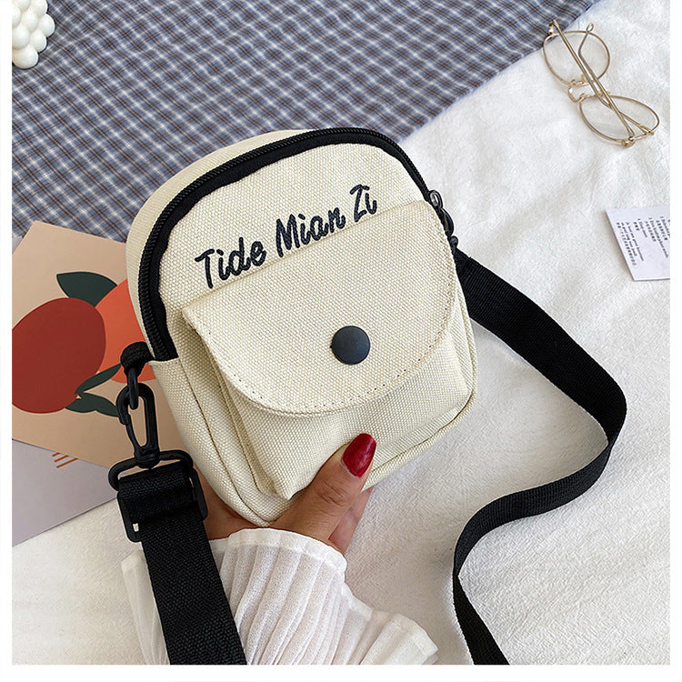 Women's Cartoon Cute Letters Canvas Summer Mobile Women's Shoulder Bag