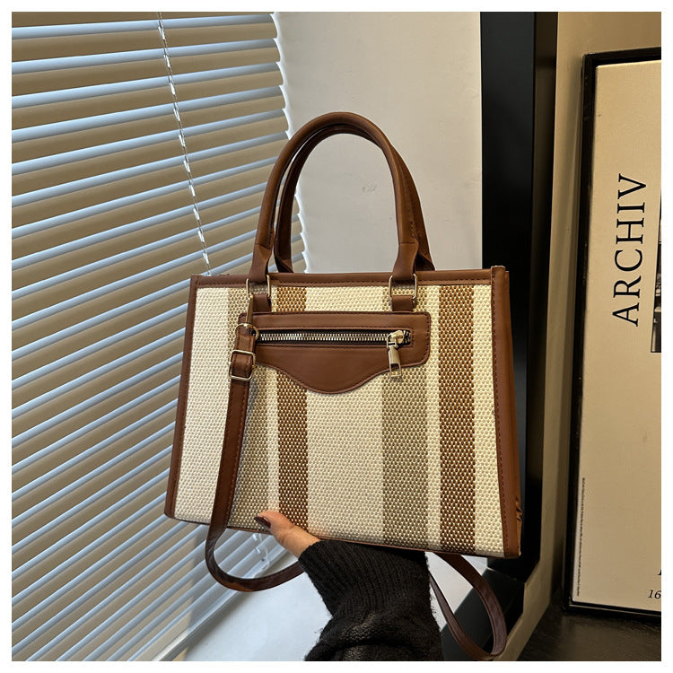 Trendy Contrast Color Large Capacity Female One Commuter Bags