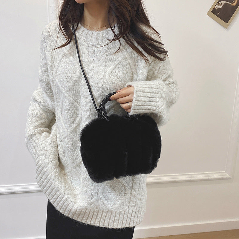 Plush Fashion Portable Fur Cloud Sense Bags