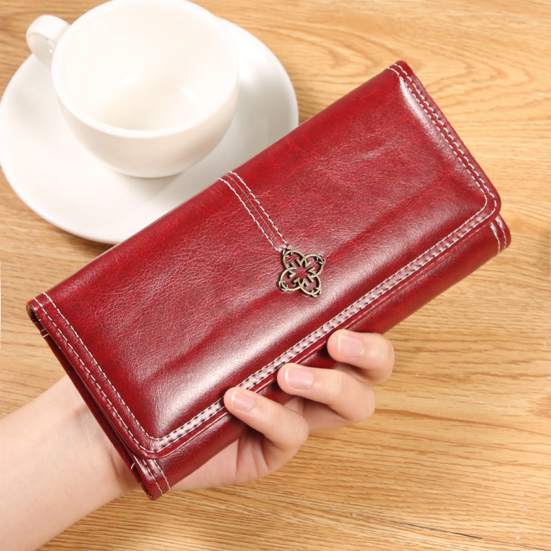 Women's Simple Soft Leather Long Zip Trendy Multiple Ladies Wallet