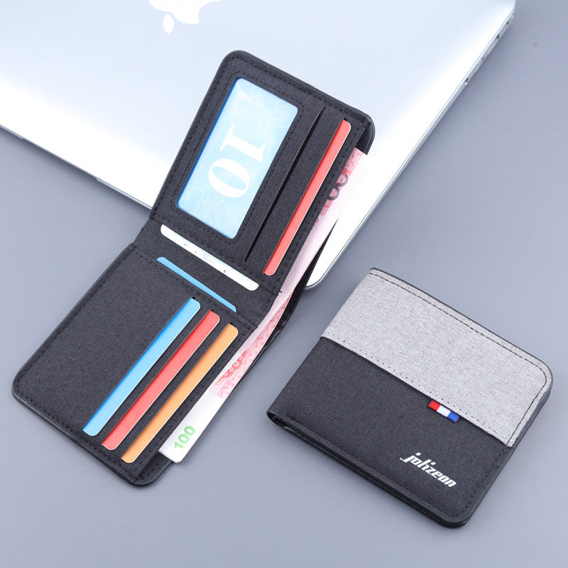 Men's Canvas Folding Denim Dollar Contrast Color Men's Wallets