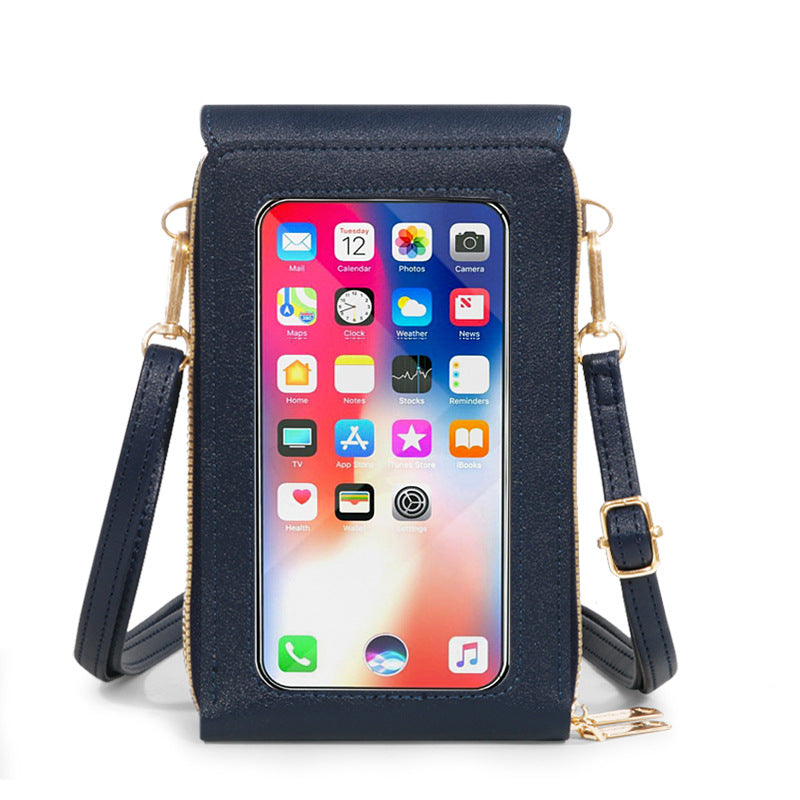 Women's Fashionable Leather Touch Screen Mobile Retro Solid Bags