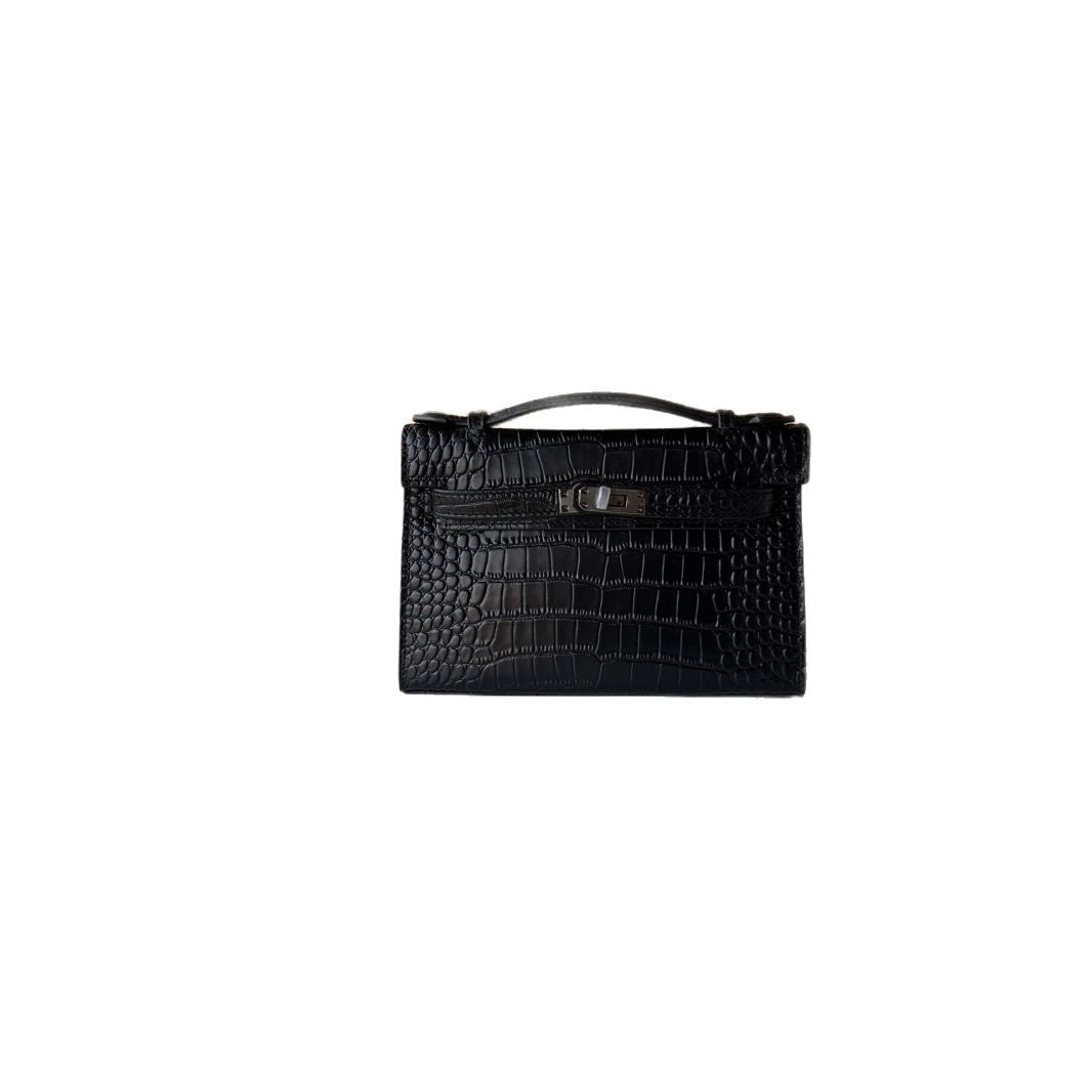 Textured Kelly Crocodile Pattern Matte Simple Ladies Wallet