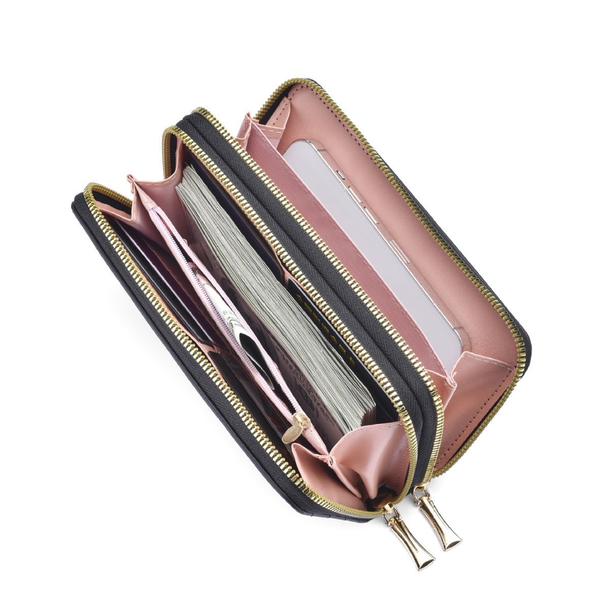 Women's Double Layer Zipper Long Clutch Multiple Ladies Wallet