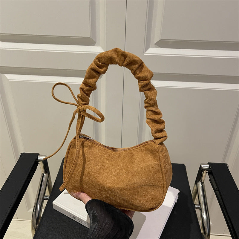 Women's Color Simple Suede Elegant Underarm Crescent Women's Shoulder Bag