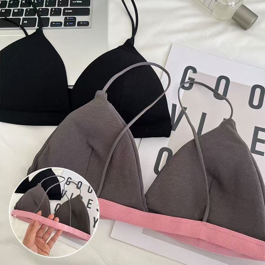 Minimalist Wind Spaghetti Strap Triangle Cup Beauty Back Lingerie Sets