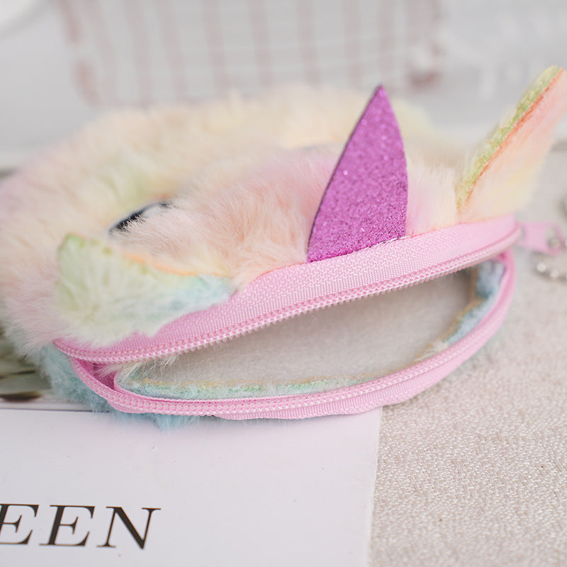 Children's Unicorn Plush Toy Portable Storage Earphone Purses