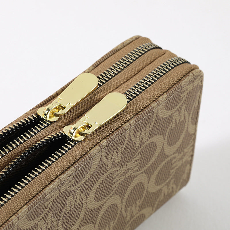 Women's Large Capacity Double Zipper Mobile Mother Ladies Wallet