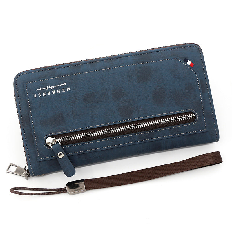 Men's Patchwork Zipper Fashion Leisure Clutch Large Men's Wallet