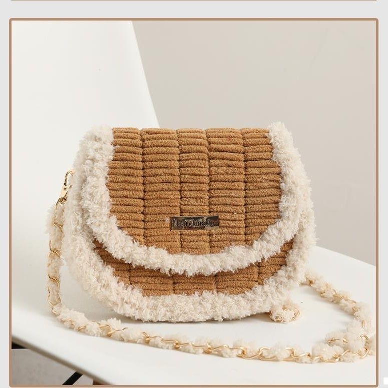 Women's Finished Hand-woven Material Kit Couple Girlfriends Gift Grid Women's Messenger Bag