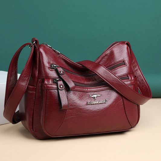 Women's Simple Elegant Soft Leather Textured Korean Crossbody Bags