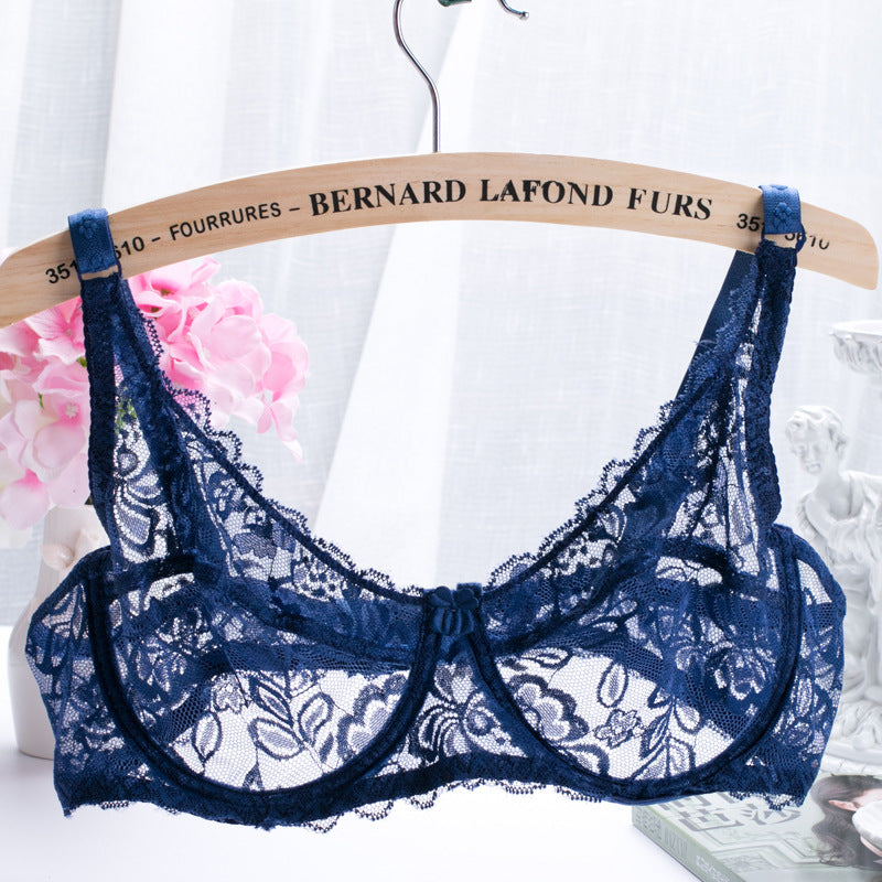 Women's Thin Sexy Single Layer Full Lace Transparent Cup Lingerie Sets