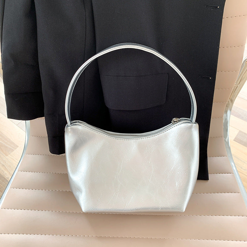 Women's Sier Commuter Underarm Solid Color Simple Fashion Handbags
