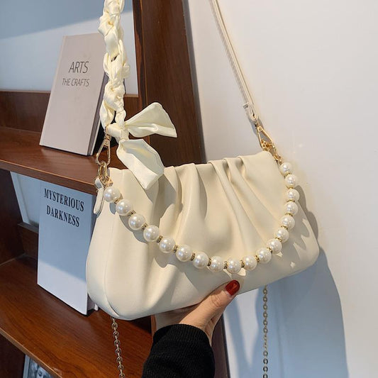 Women's Pearl Pleated Cloud Underarm Niche Fashion Crossbody Bags