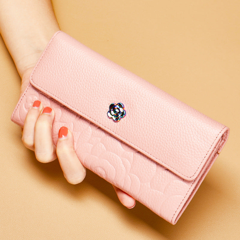 Female Long Genuine Leather Pure First Ladies Wallet