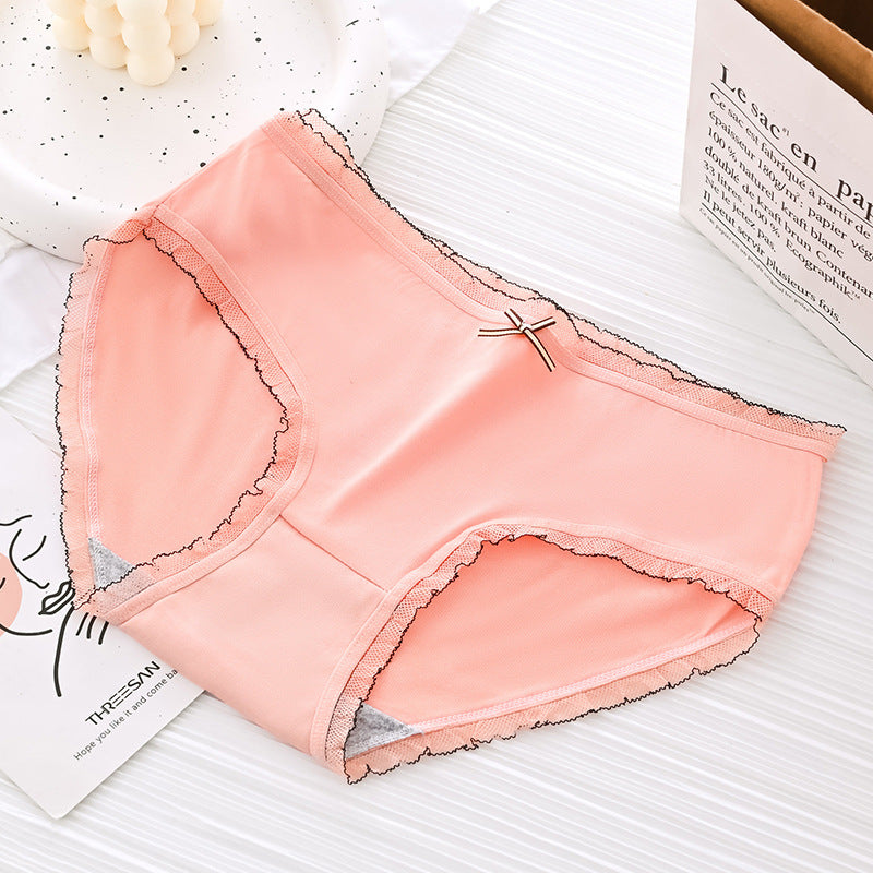 Women's Mid Waist Breathable Underwear Cute Sweet Panties