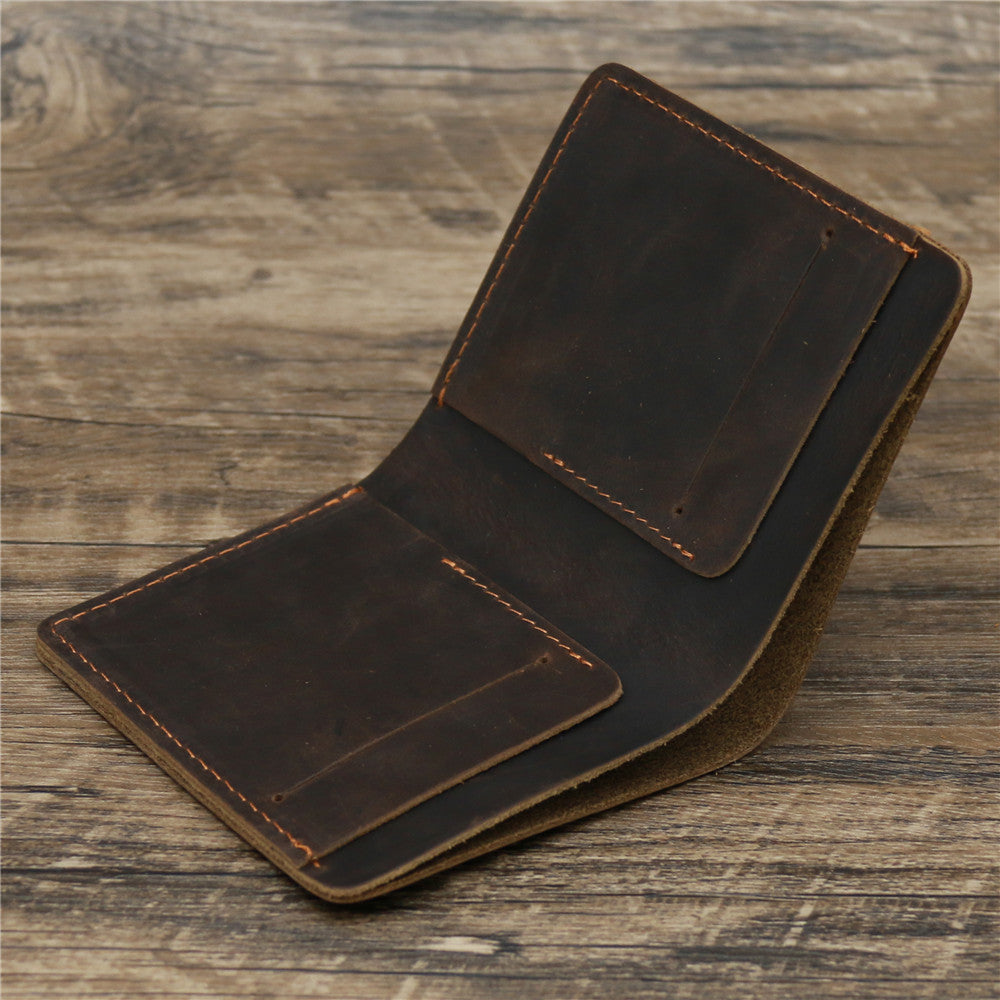 Men's Crazy Horse Leather Genuine Simple Retro Card Holder
