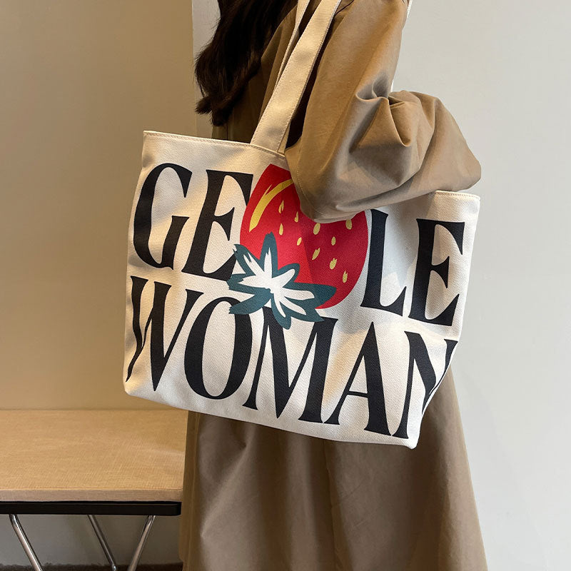 Women's Letter Canvas Large Capacity Commuter For Women's Shoulder Bag