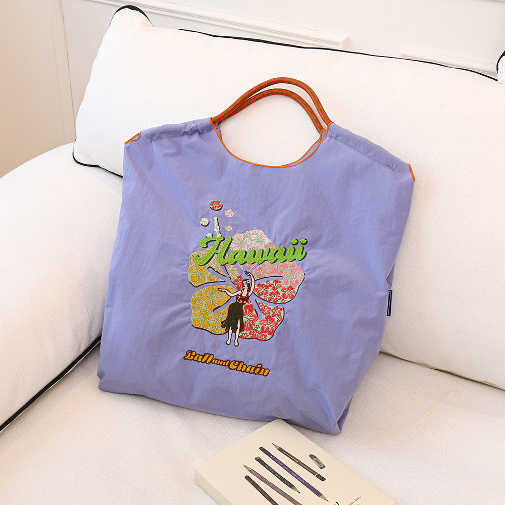 Nylon Embroidered Fashion Niche Large Capacity Women's Shoulder Bag