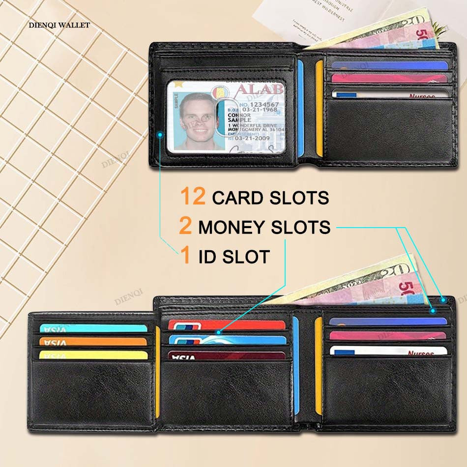 Men's Loose-leaf Multiple Slots Carbon Fiber Thin Men's Wallet