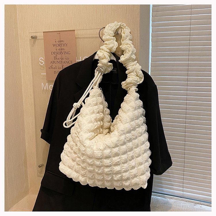 Pleated Cloud Versatile Large Capacity Seersucker Crossbody Bags